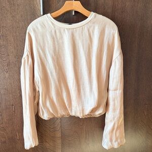 Zara Champagne Long Sleeve Metallic Top